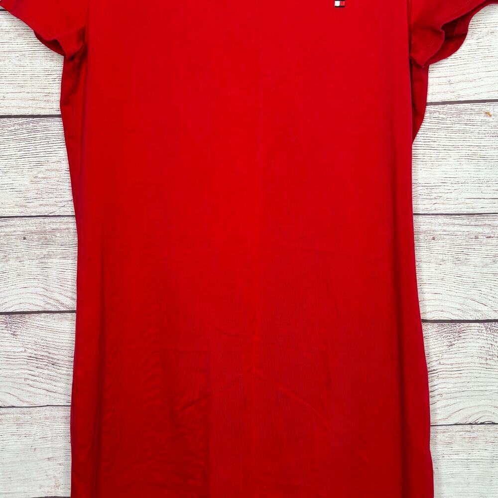 Tommy Hilfiger Red Short Sleeve Trendy Y2K Vibes T-Shirt Dress Medium Petite - Picture 7 of 10